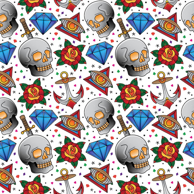 Vector full color flash tattoo patterns