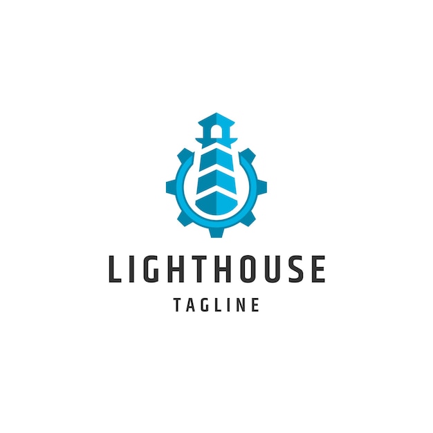 Full color lighthouse logo concept flat icon design template