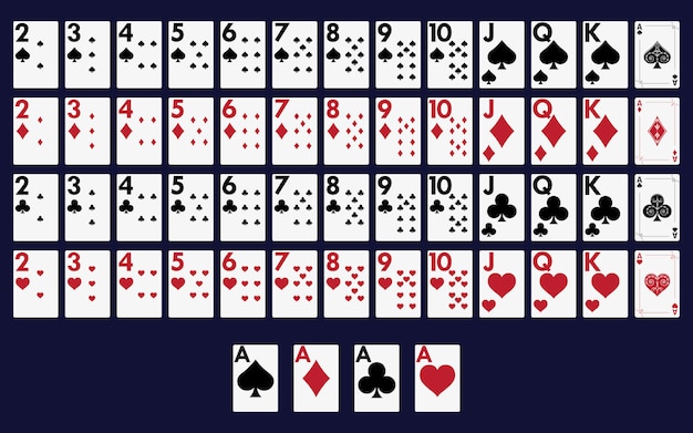 Mazzo di carte completo per giocare a poker e casinò.