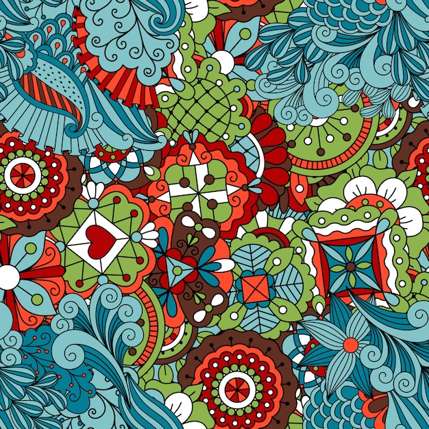 Vector full frame seamless floral pattern colored green