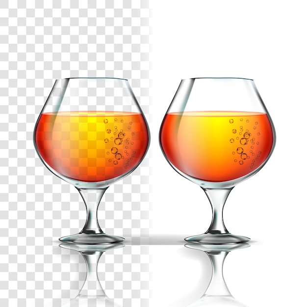 Full glass of alcoholic beverage cognac
