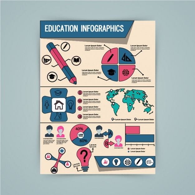 Modello infografica completa con gli elementi disegnati a mano