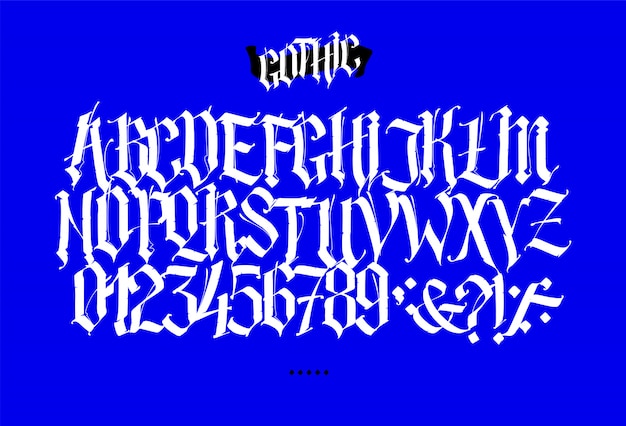 Vettore alfabeto latino completo in stile gotico.