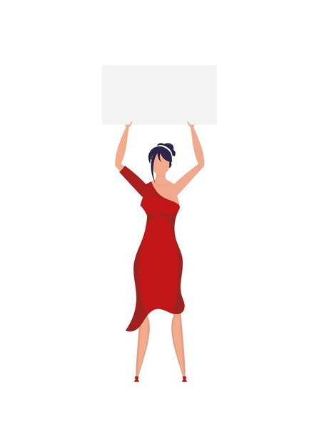 Full length woman protesting with a banner Isolated Flat style Vector