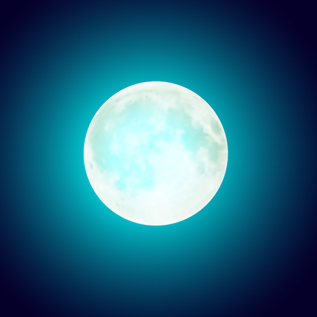 Vector full moon over dark blue night sky