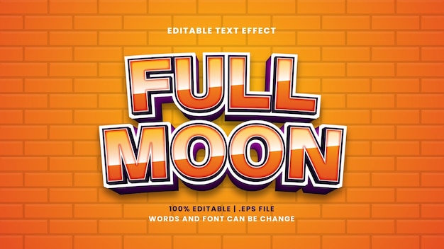 Full moon editable text effect in modern 3d style