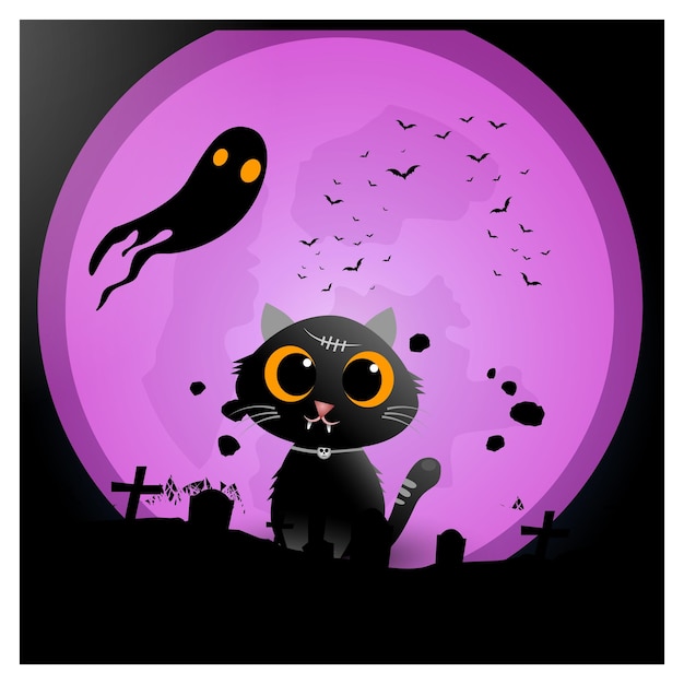 Full moon Halloween background Design Premium Vector