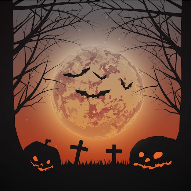 Vector full moon halloween background