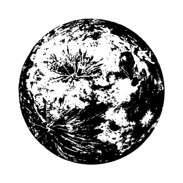 Full moon painted with black ink brush Vector illustration