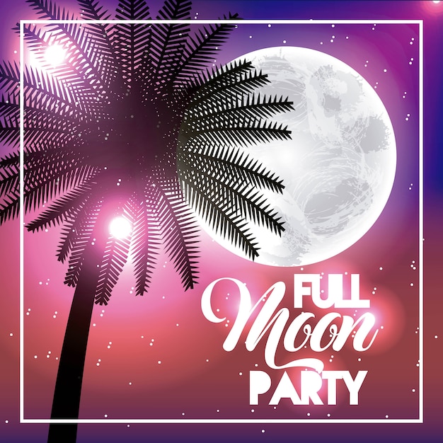 Full moon party summer palm tropical shine