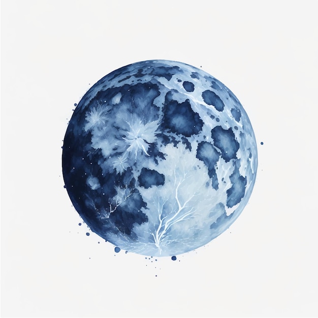 Vector full moon watercolor texture