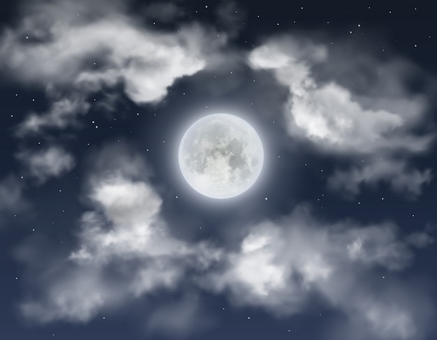 ベクトル 雲と満月