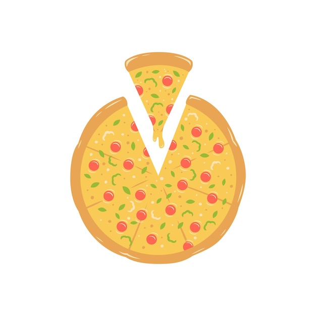 Полная круглая пицца с изображением плавящегося сыра