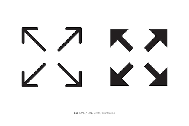 전체 화면 및 종료 전체 화면 아이콘 디자인 터 일러스트레이션