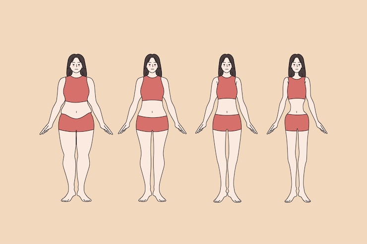 Vector 풀 사이즈 여성 신체 사이즈 변경 다이어트