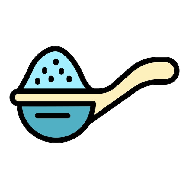 Vector full spoon of sugar icon outline full spoon of sugar vector icon color flat isolated