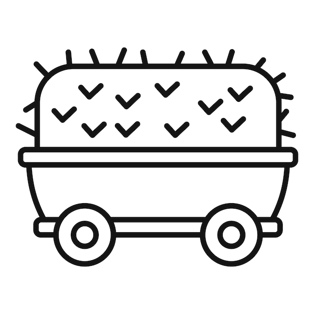 Vector full wheat wooden cart icon outline vector farming natural harvest