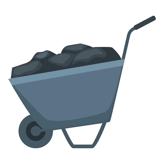 Vector full wheelbarrow of coal icon cartoon vector coal mining