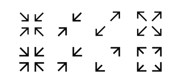 Fullscreen vector Icon with Arrows Expand Maximize and minimize signs for Screen