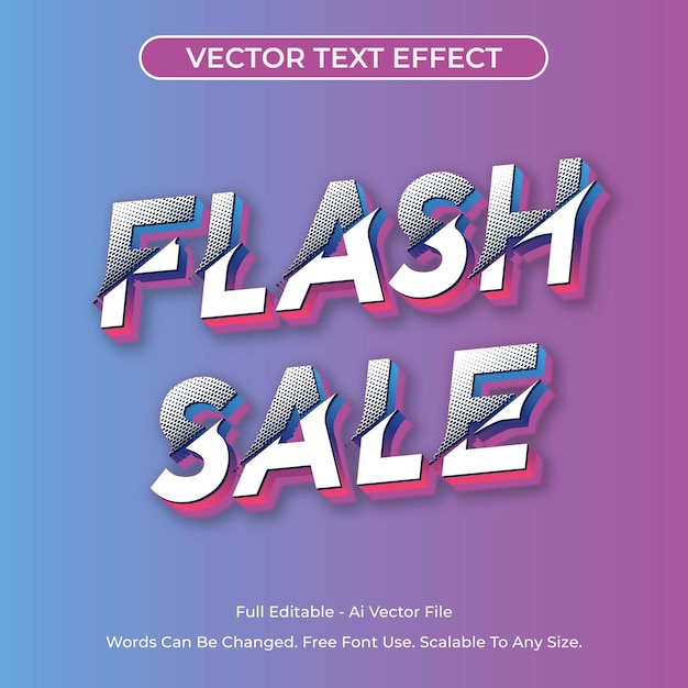 ベクトル 完全に編集可能でスタイリッシュな flash sale の 3d テキスト効果