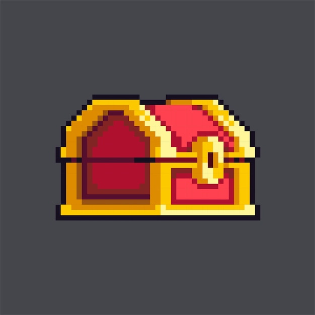 Fully editable pixel art illustration treasure chest for game development mobile app and printed