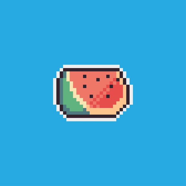 Fully editable pixel art vector illustration cartoon watermelon for game development graphic design