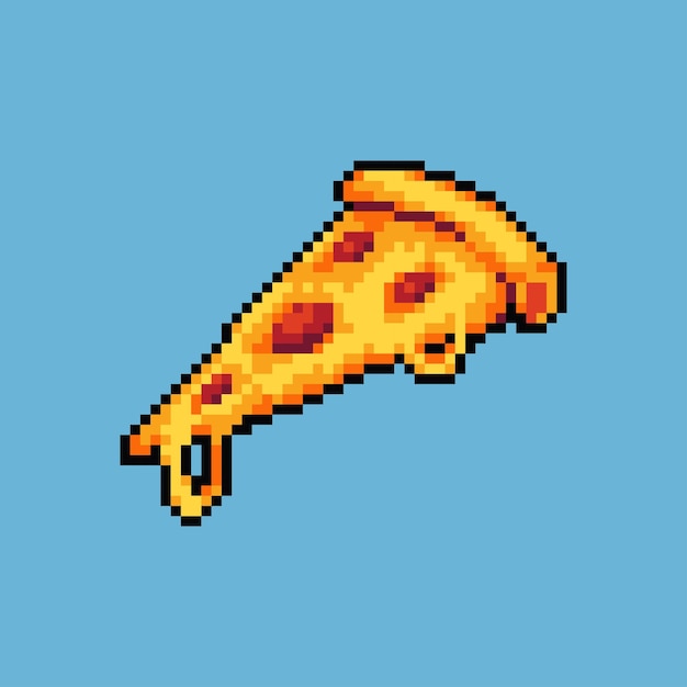 Fully editable pixel art vector illustration pizza for game development graphic design poster and