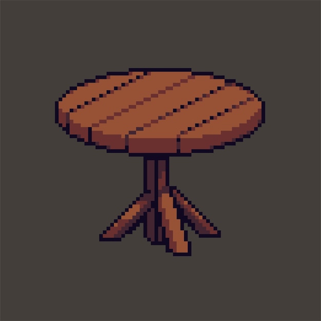 Fully editable wooden table vector pixel art for game development graphic design poster and art