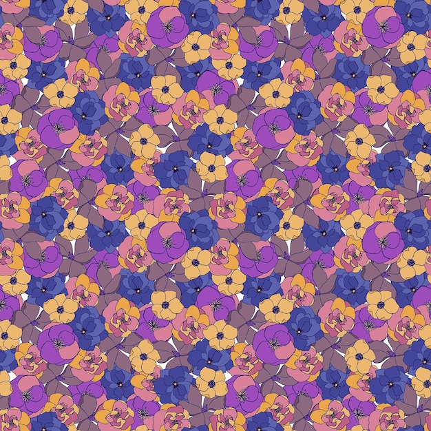 Fully flowered vector seamless pattern abstract flowers repeat summer flowers fashion ornament