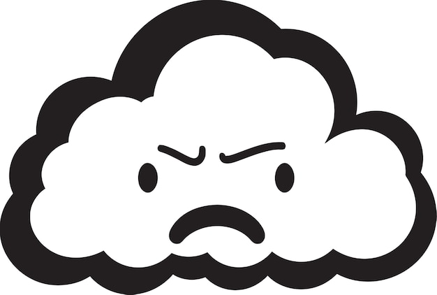 Fuming Tempest Black Cloud Cartoon Emblem Enraged Thundercloud Angry Cloud Logo Icon