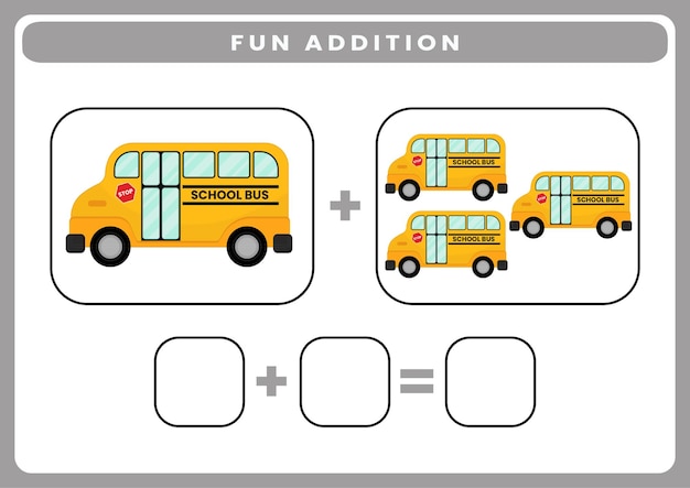 Fun addition theme transportation worksheet for kids