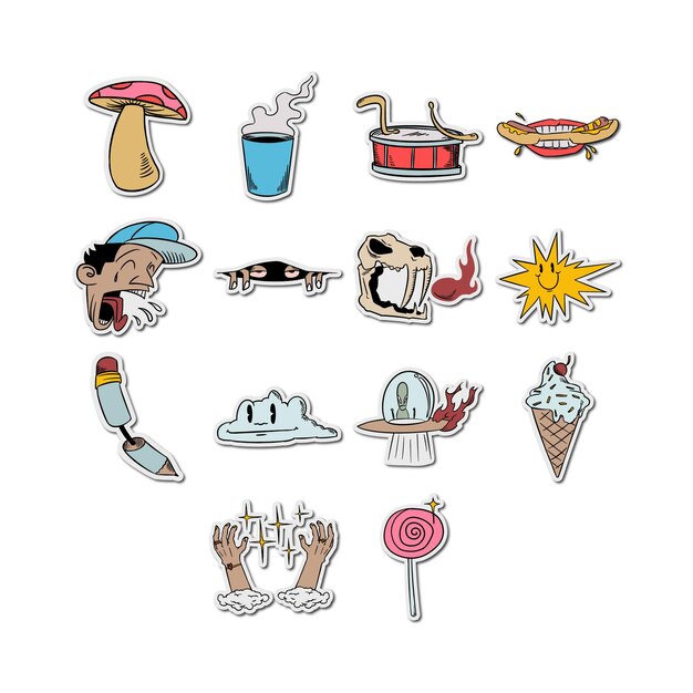 Vector fun art stickers set