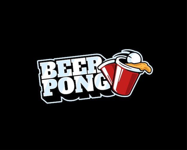 Divertente modello di logo beer pong