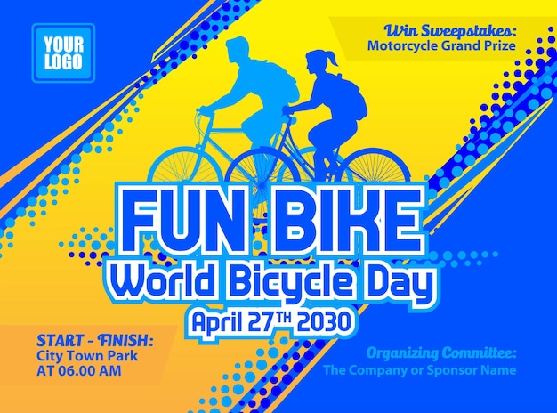 Vector fun bike grunge backdrop world bike day