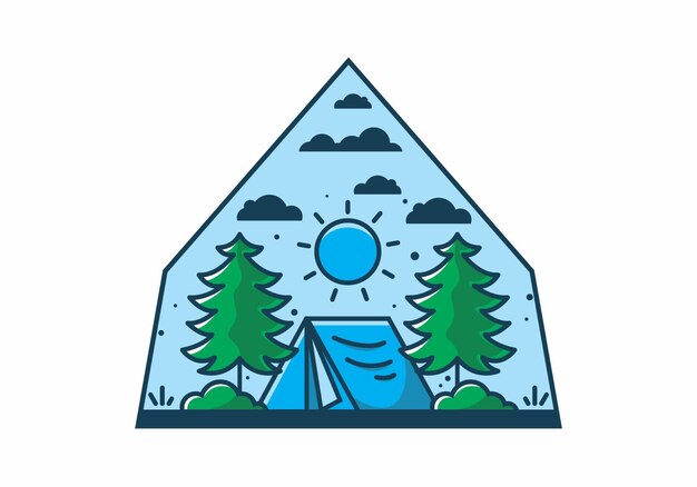 Fun camping with tent illustration