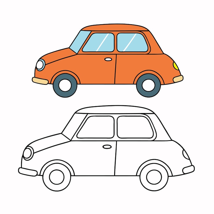 Вектор забавная страница для окрашивания автомобилей с элегантным дизайном транспортного средства идеально подходит для детей, чтобы добавить свой собственный творческий