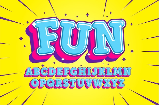 Vector fun cartoon alphabet