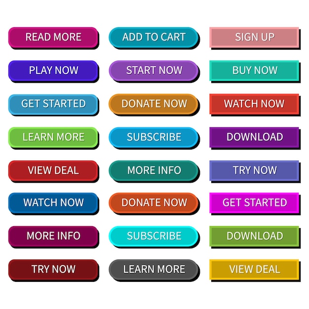 Vector fun colored buttons for websites