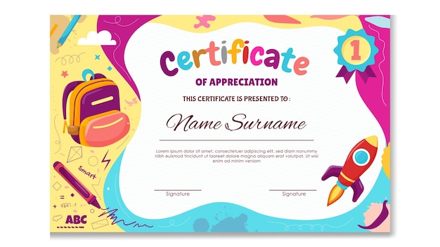 Fun Colorful Certificate Template for Kids