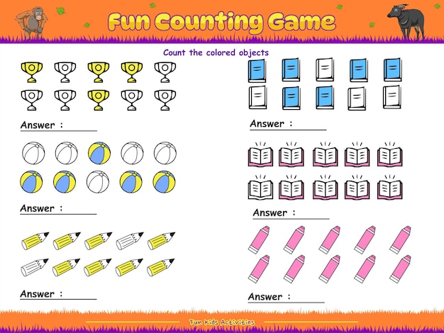A fun counting game for kids fun Counting game Count the colored objects