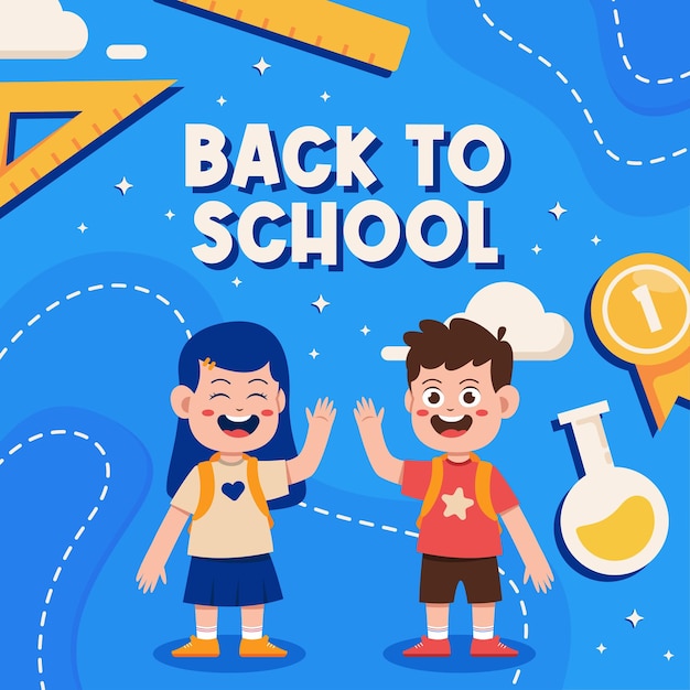 fun and cute back to school social media banner in flat design