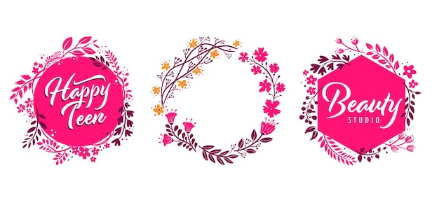 Vector fun frame design with floral and flower illustration