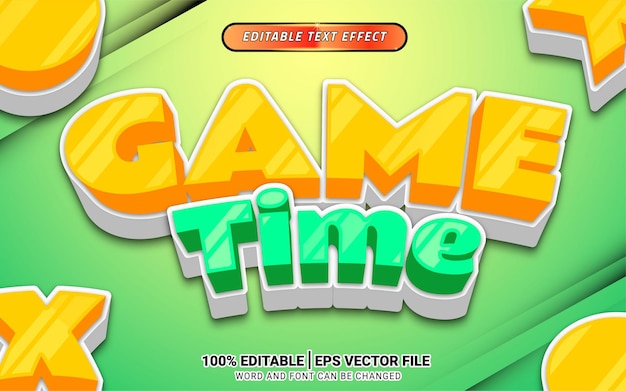 Fun fresh game time 3d text effect template design