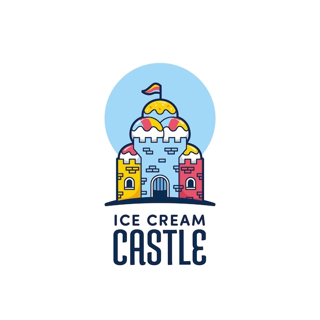 Fun ice cream castle logo icon template