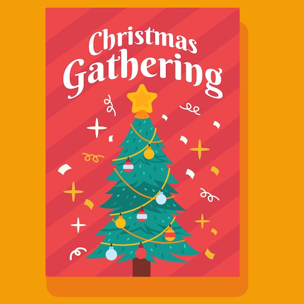 Fun invitation card set for christmas gathering vector design christmas and new year greeting cards