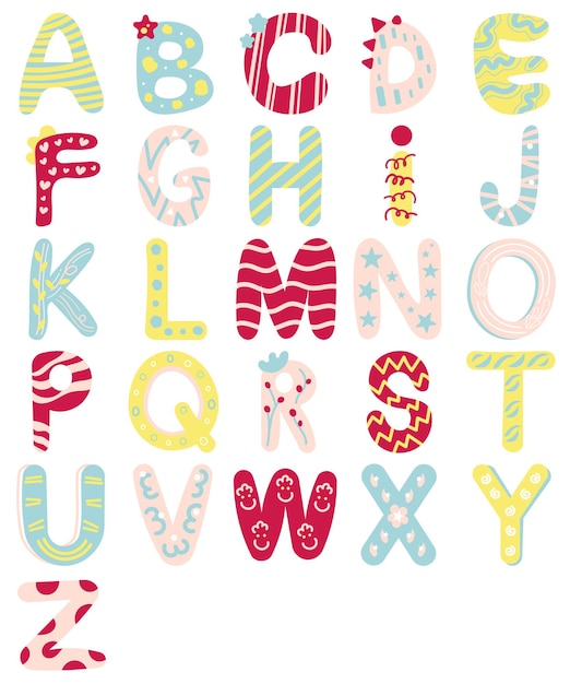 Vector fun learning alphabet illustration set