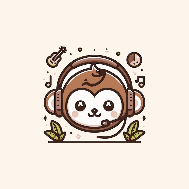 Fun Monkey Wearing Headset Vector Design