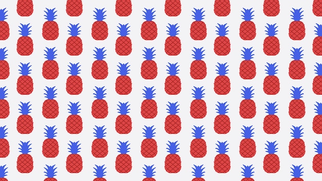 Vettore divertente ananas con sfondi di colore rosso e blu illustrazione vettoriale