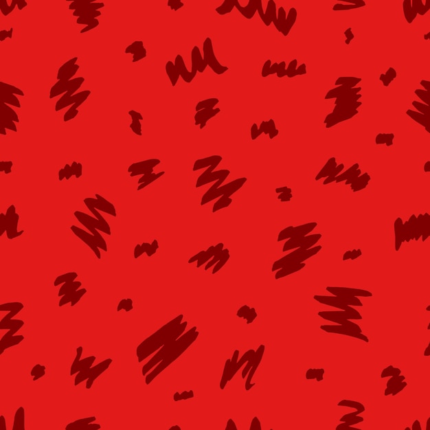 Fun red line doodle seamless pattern