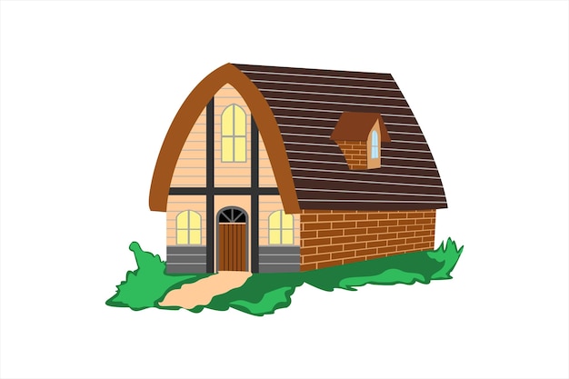 Fun rural house illustration vector element ideas